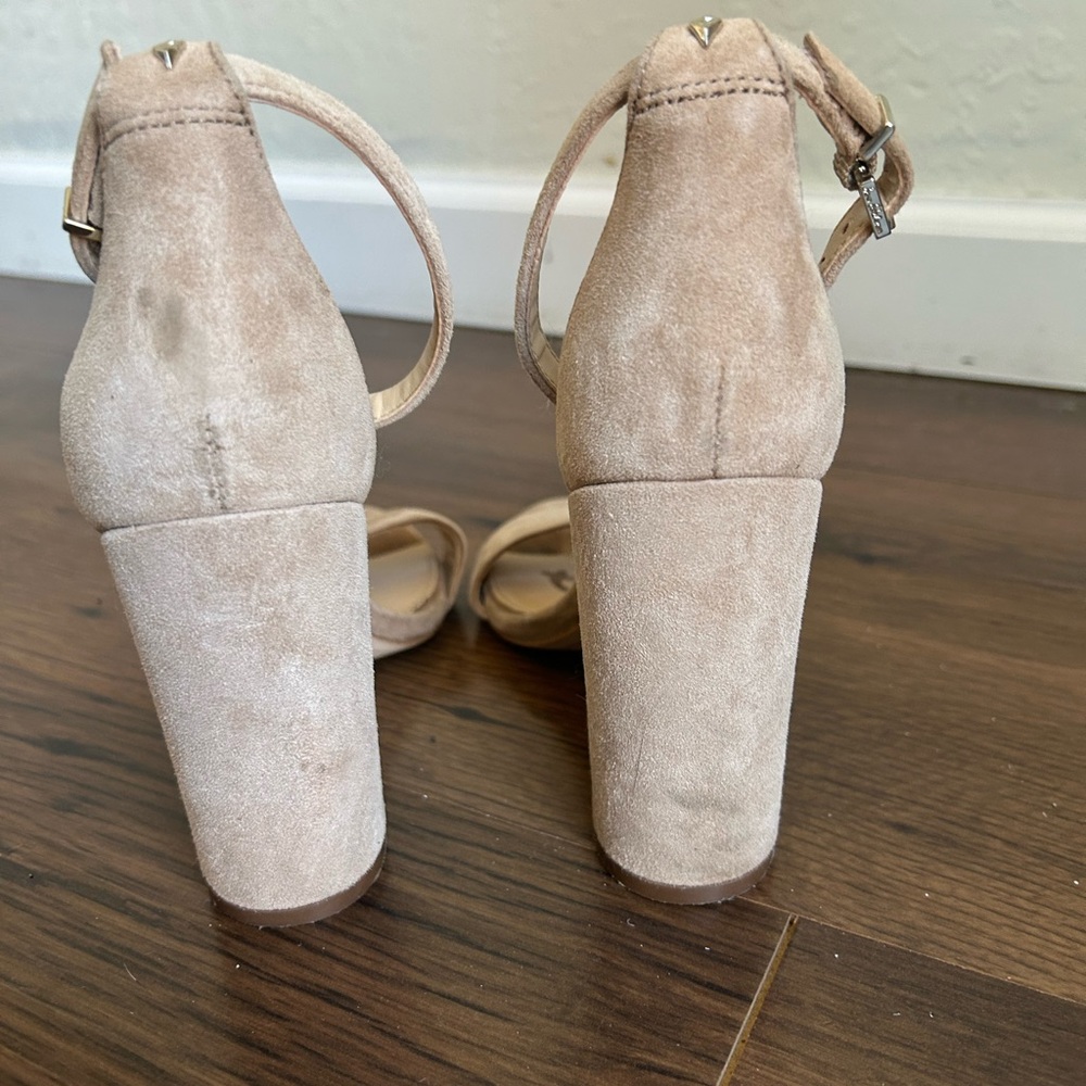 Sam Edelman Yaro Nude Suede Open-Toe Block Heels with Ankle Strap - Picture 5 of 5